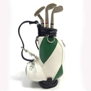 Mini Golf Bag 3pc Pen Set & Bag Holder in Green and White